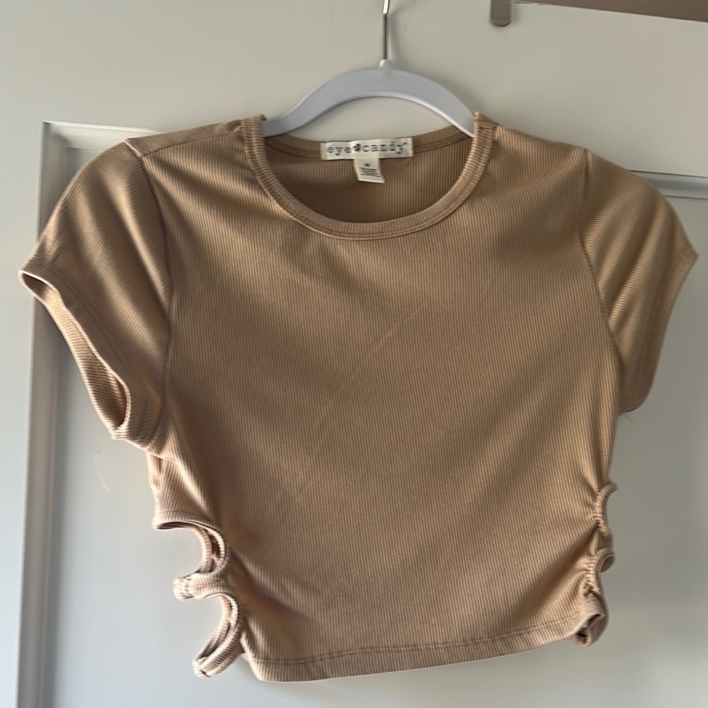 Eye Candy Women's Tan Ribbed Top